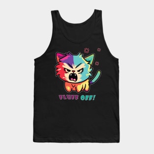 Colorful cute angry cat hissing Fluff Off Tank Top